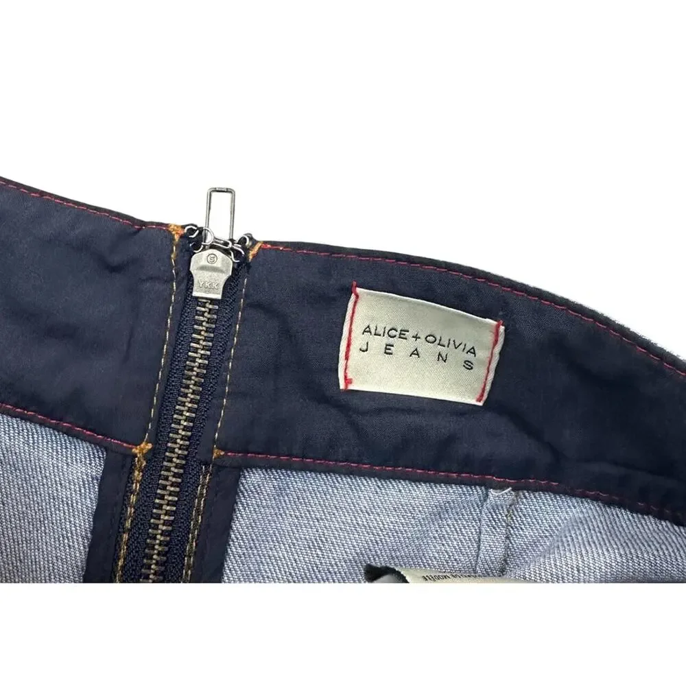 Alice + Olivia Noah Denim Pleated Miniskirt US 28 - Picture 10 of 11